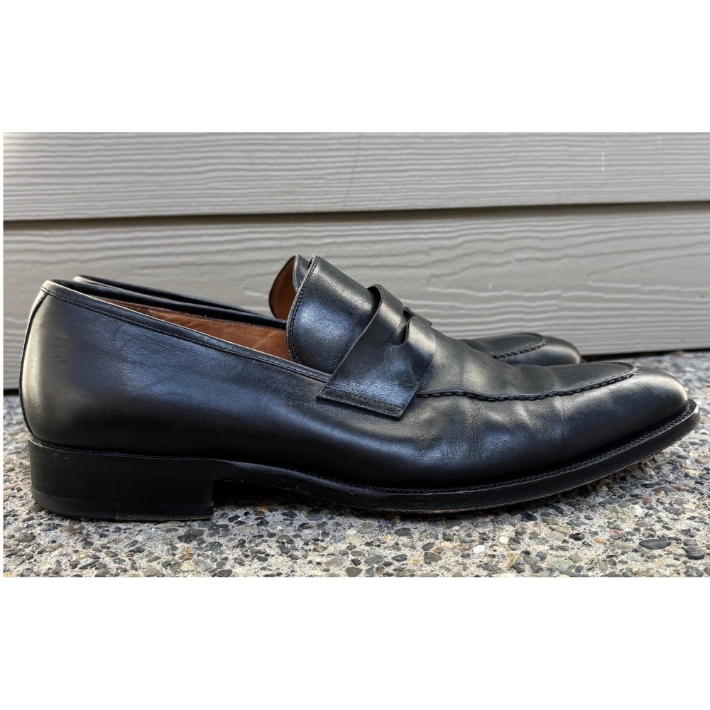 Magnanni Mens Black Leather Penny Loafers Apron Toe Made in Spain 12438 11.5M